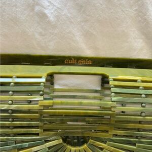 Cult Gaia Olive Green Bamboo Clutch